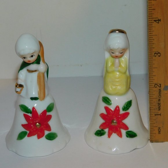 Treasure Masters Christmas Bells Fine Bone Chine Praying Angel & Shepard Boy - Picture 8 of 8